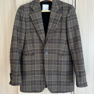 Sandro Brown and Black Women’s Plaid Blazer